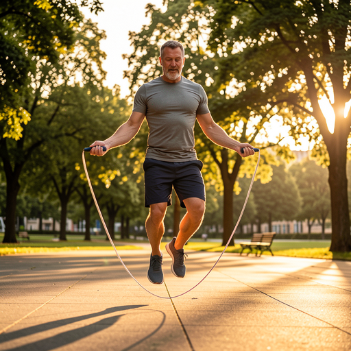 man jumping rope park