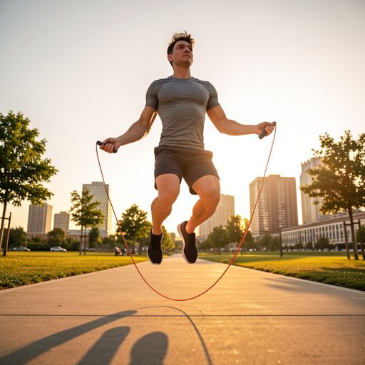 man jumping rope outdoors
