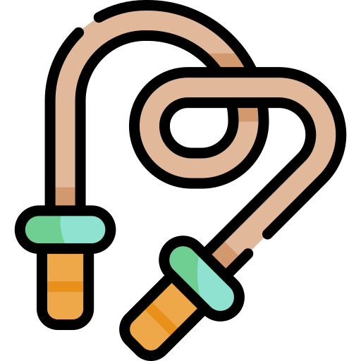 thick jump rope with brown handles